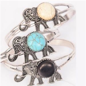 27021 ❤️ Three Pack Cuff Elephant Stone Bracelet Wholesale Lot